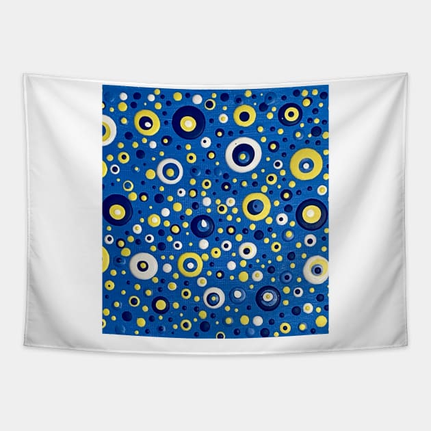 Blue and yellow abstract design Tapestry by AFarrar design