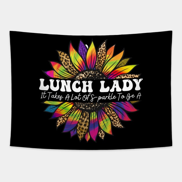 Lunch Lady Sunflower Leopard TieDye Thanksgiving Fall Autumn Tapestry by Johner_Clerk_Design