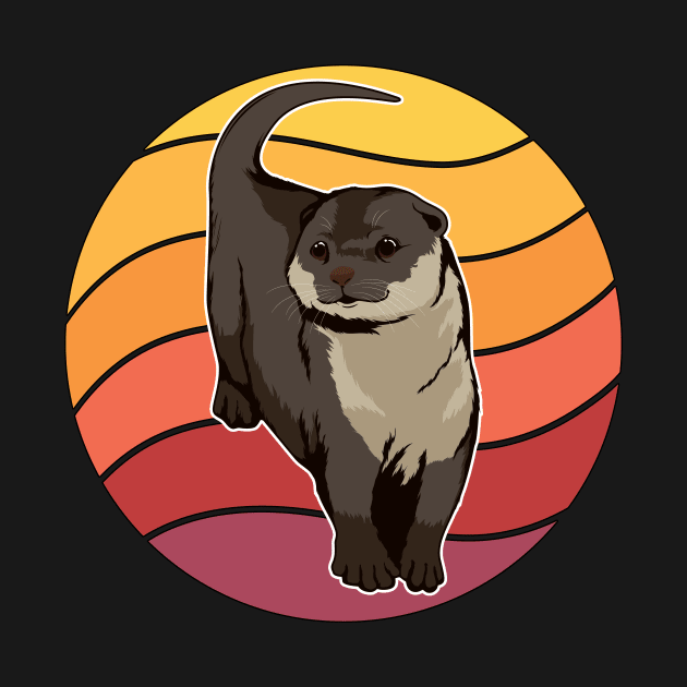 Sea Otter Retro Sunset Otter by TheTeeBee