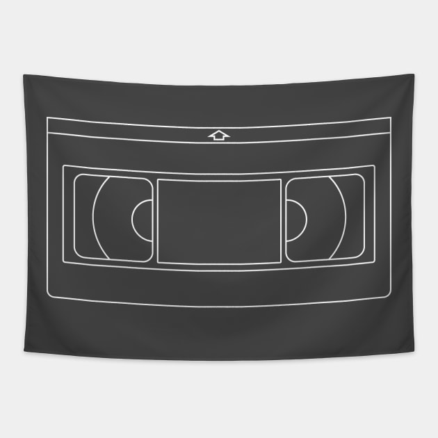 VHS Tape Line Art Tapestry by NorthIsUpDesign