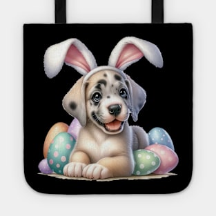 Puppy Great Dane Bunny Ears Easter Eggs Happy Easter Day Tote