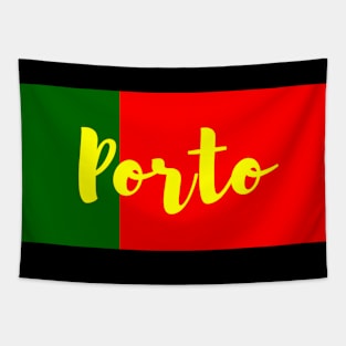 Porto City in Portuguese Flag Colors Tapestry