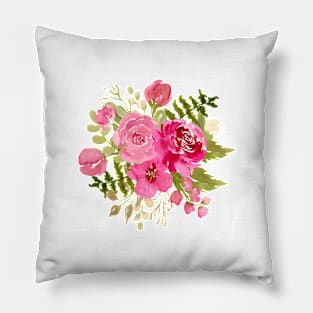 Bright rose pink floral meadow floral Pillow