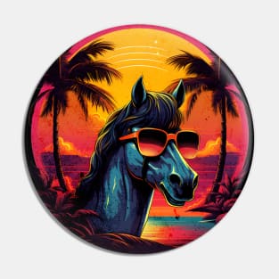 Retro Wave Arabian Horse Miami Pin