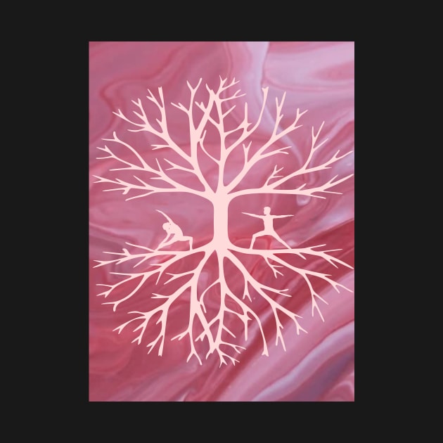 Grounded Trees and Humans Yoga Pink Marble Graphic by WonderfulHumans