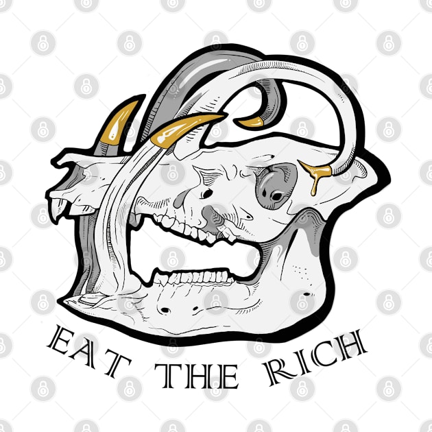 Eat The Rich Pig Skull by conflictedlizard