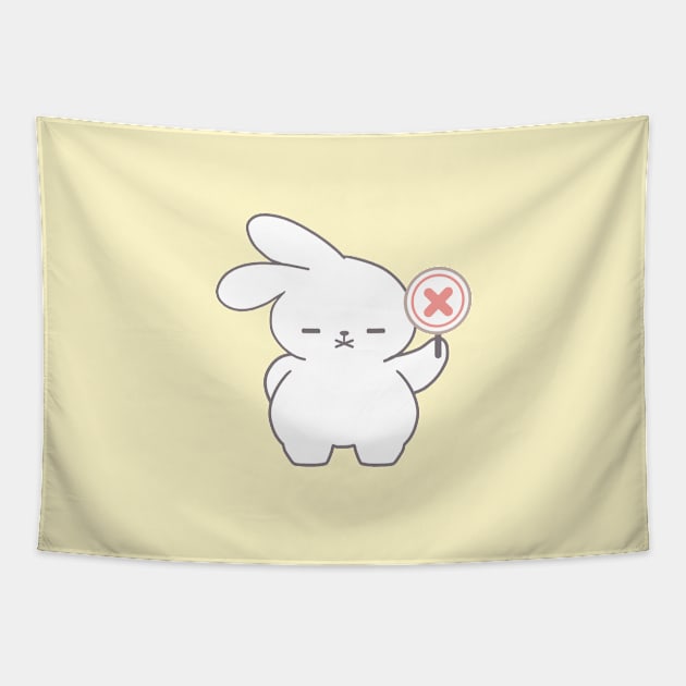 Cute Rabbit Say No Tapestry by LoppiTokki