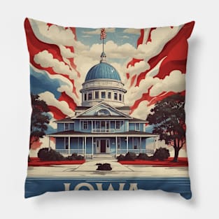 Iowa United States of America Tourism Vintage Poster Pillow