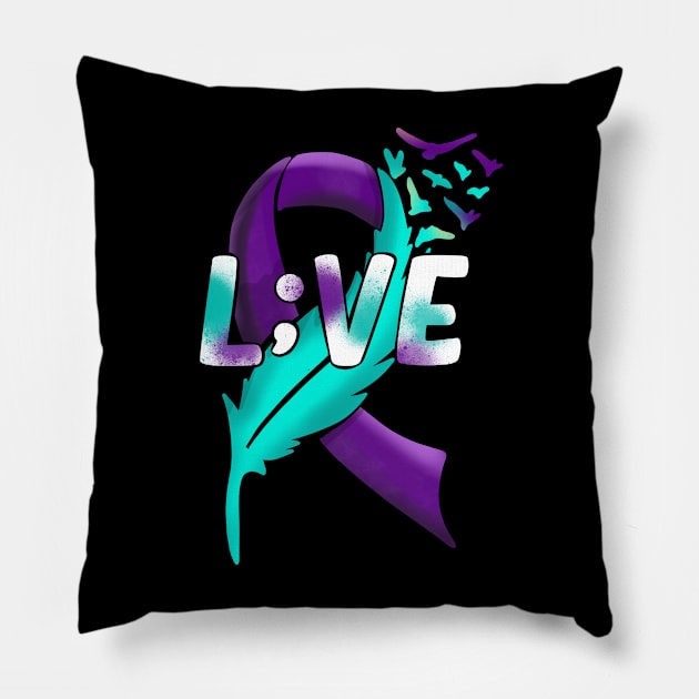 Suicide Awareness Semicolon Live L;ive Pillow by Therapy for Christians
