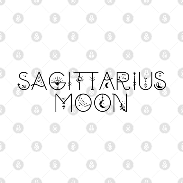 Sagittarius moon sign celestial typography by lilacleopardco