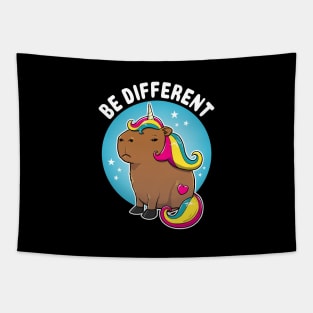 Be different Cartoon Capybara Unicorn Tapestry