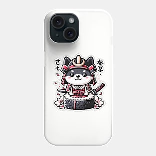 Kawaii Samurai Puppy Warrior Cute on Sushi Japanese Phone Case