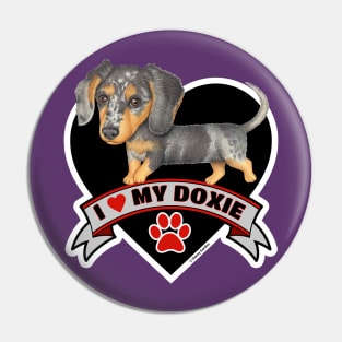 Funny Cute I Love My Doxie Dachshund Dog Heart Design Pin