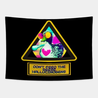 Don't Feed the Heart Shaped Retrowave Duck with Sunglasses Hallucinogens - Colorful Psychedelic T-Shirt Tapestry