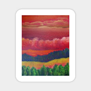 Oil Painting - Landscape of improbable colors I. 2008 Magnet