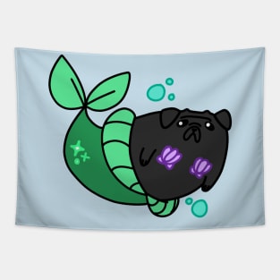 Black MerPug Tapestry