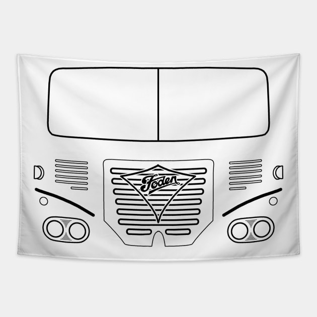 Foden S40 1970s heavy lorry black outline graphic Tapestry by soitwouldseem