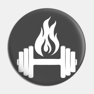 Flame and Free Weights in white Pin