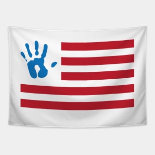 Ink Handprint American Flag Tapestry