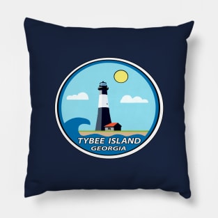 Tybee Island Georgia Lighthouse With Sun Pillow