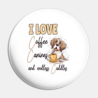 I Love Coffee Canines and Cuddles St. Bernard Owner Funny Pin