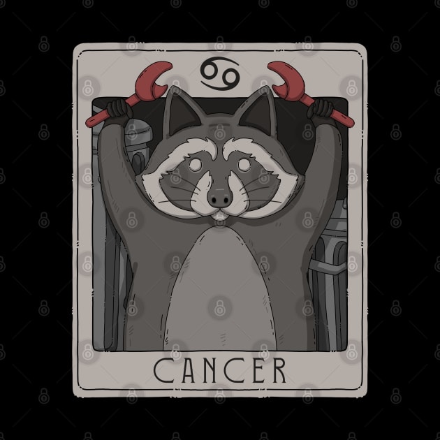 Cancer Zodiac Raccoon by Luna Illustration