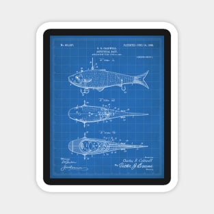 Fishing Lure Patent - Fisherman Outdoorsman Art - Blueprint Magnet