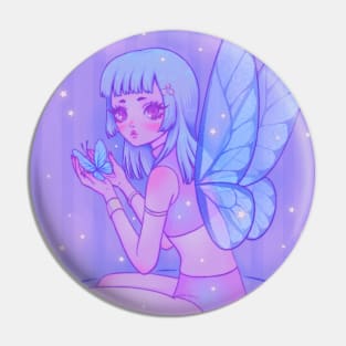 Butterfly, Fairy, Bottle, Anime, Digital Painting Pin