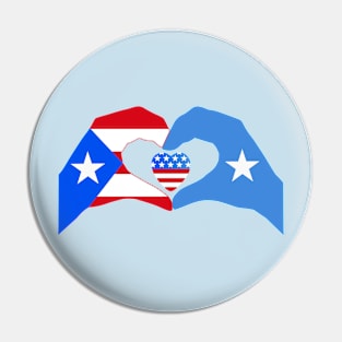 We Heart Puerto Rico & Somalia & USA Patriot Flag Series Pin