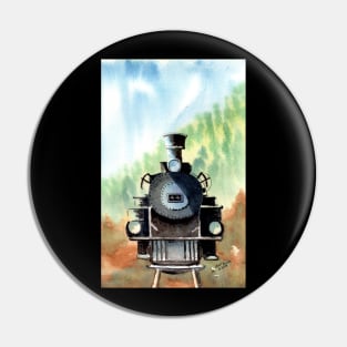 Old Steam Engine Watercolor Pin