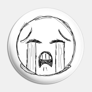 Dark and Gritty Loudly Uncontrollably Crying Emoji Face Pin