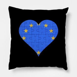 European Union Jigsaw Puzzle Heart Design - Gift for European Union With European Union Roots Pillow