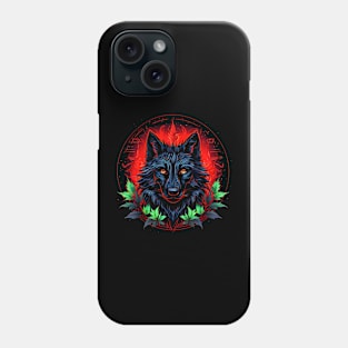 Midnight Wolf Red Glyph Cannabis Wolf Phone Case