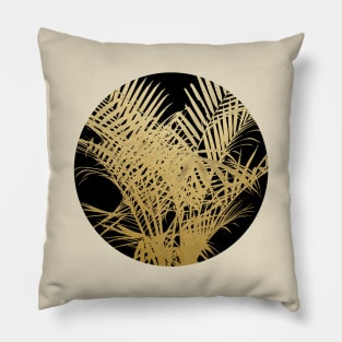 Golden Palm on Black Pillow