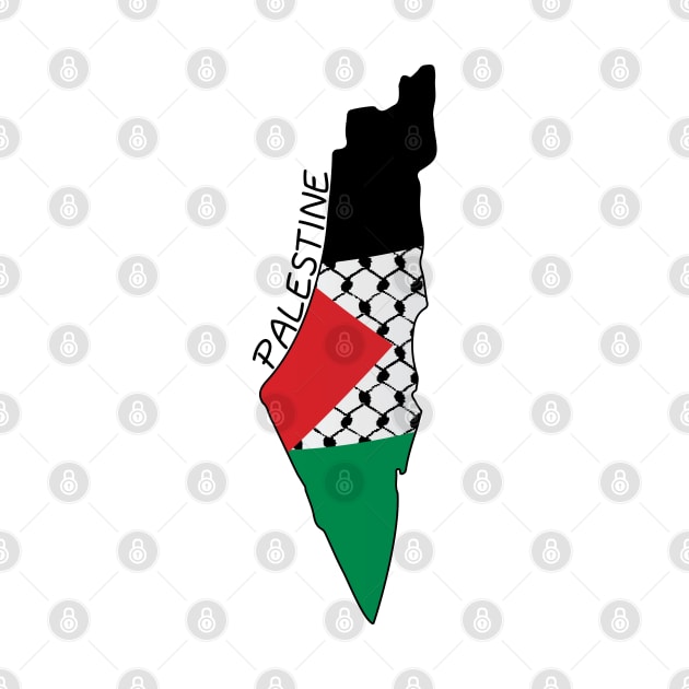 Palestine Flag Map Palestinian Kufiya Hatta Traditional Keffiyeh Pattern - BLK by QualiTshirt