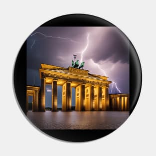 Iconic World Landmarks During A Thunderstorm: Brandenburg Gate Berlin Pin