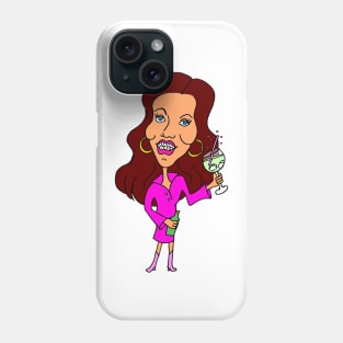 Funny Cartoon Brunette Woman Drinking Gin Phone Case