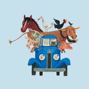 Little Blue Truck and Farm Animals Illustration T-Shirt