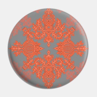 Burnt Orange, Coral & Grey doodle pattern Pin