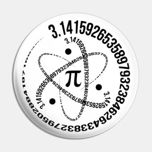 Pi Day 2024-Unique Atom Science Math White Pin