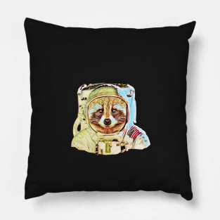 Raccoon in Space Pillow