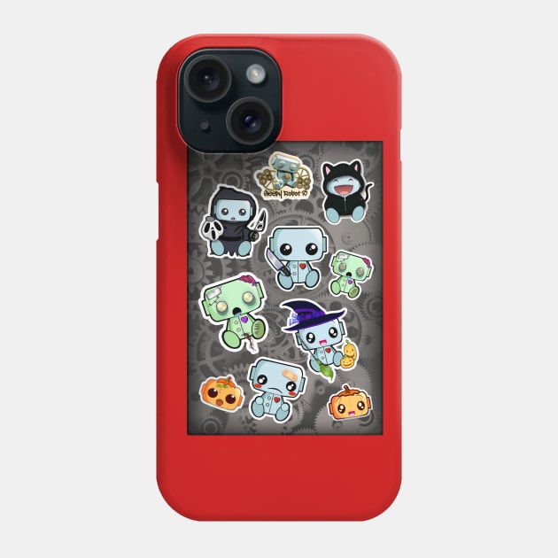 Halloweenie Robots Phone Case by Sleepy Robot 13