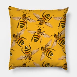 Cute Yellow Bees Honey Bee Insect Nature Summer Gift Pillow