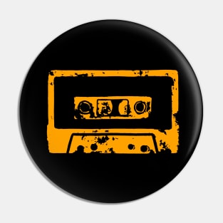 Orange Cassette Tape Pin