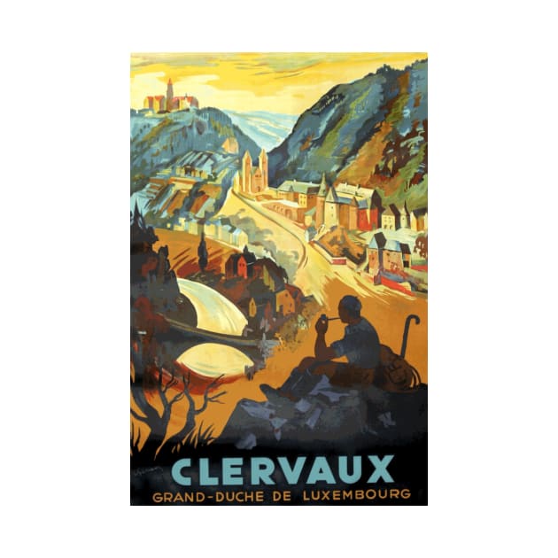 Clervaux, Luxembourg - Vintage Travel Poster Design by Naves