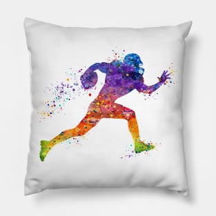 American Football Player Watercolor Sports Pillow