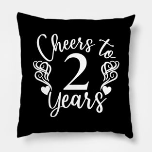 Cheers To 2 Years - 2nd Birthday - Anniversary Pillow