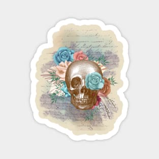 Blue Rose Boho Skull Magnet