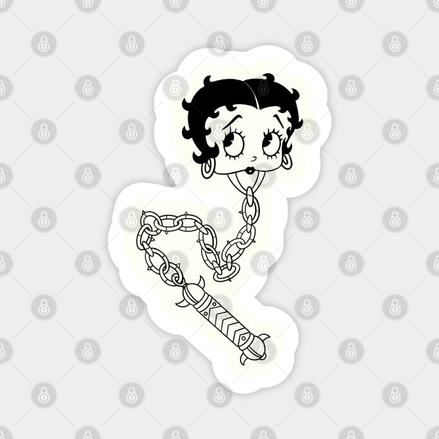 Betty Boom by Grip Grand Betty Boop Tattoo American Traditional Style Mace Magnet by Grip Grand