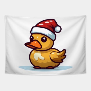 Christmas Duck in Santa hat Tapestry